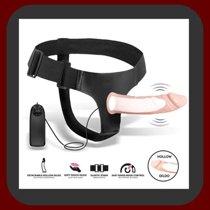 Eroriana – flexibilný a vibrujúci postroj Bemax Harness s odnímateľným dutým dildom a drôtovým ovládačom, ideálny pre solo aj párové hrátky.