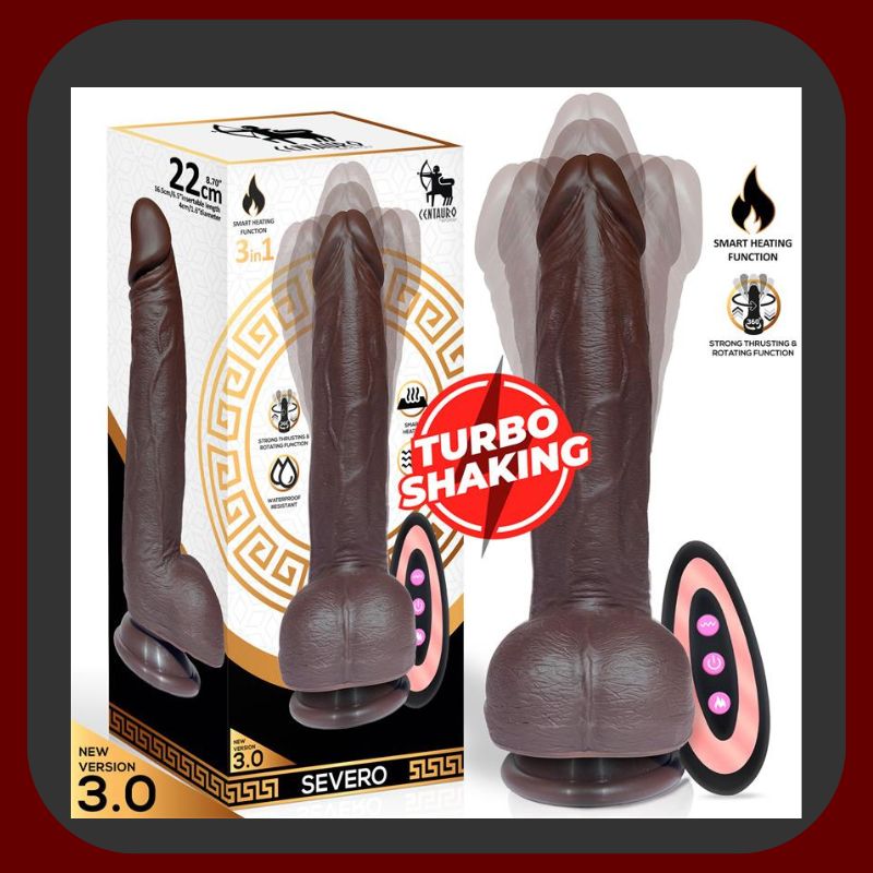 Eroriana – realistické dildo Severo s technologií Turbo Shaking, 360° rotací, příklepem, 9 vibračními režimy a funkcí zahřívání. Vyrobeno z prémiového tekutého silikonu, vodotěsné, s přísavkou a bezdrátovým dálkovým ovládáním pro intenzivní a dynamickou stimulaci.
