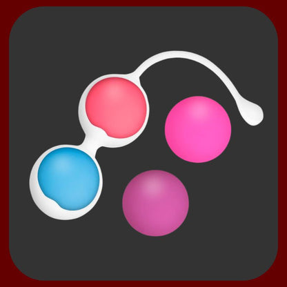 Erosiana Adalet Kegel Balls – sada 4 silikonových kegelových koulí (15 g, 25 g, 35 g, 55 g) o průměru 30 mm pro postupné posilování pánevního dna, vodotěsné provedení s úložnou krabičkou