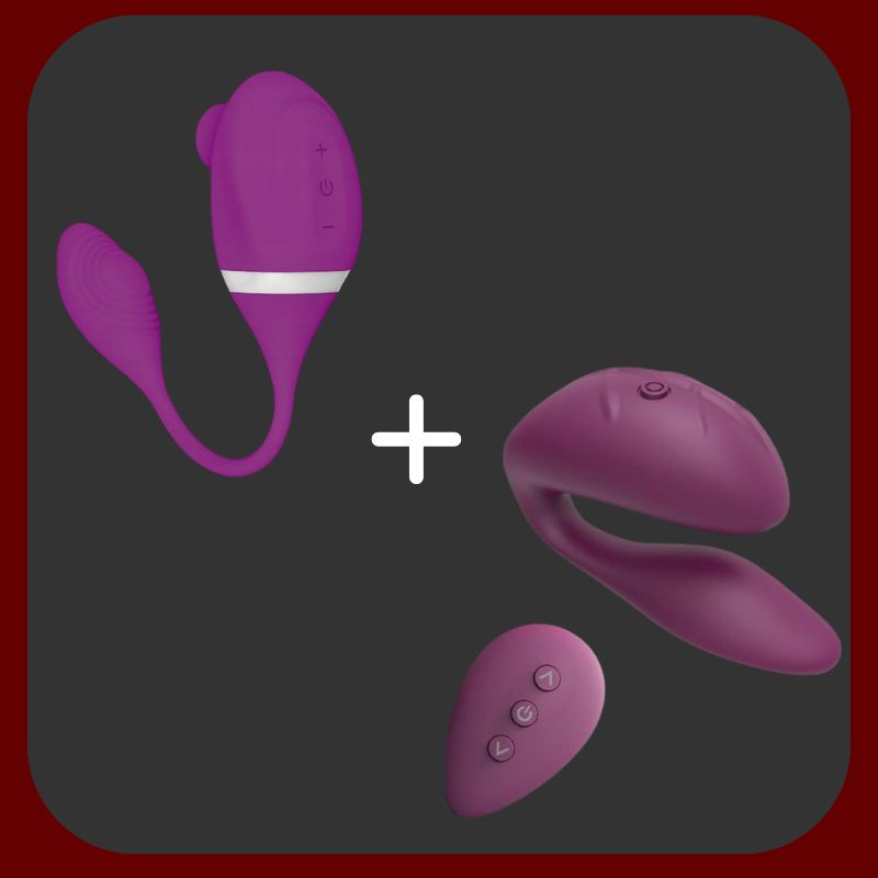 Erosiana Balíček Rozkoš pro dva – sada No.Eight masážér klitorisu s vibrujícím vajíčkem a Novak párový vibrátor pro stimulaci G-bodu, klitorisu a partnera, lékařský silikon, voděodolné, dobíjecí, s lubrikantem a dárkem zdarma.