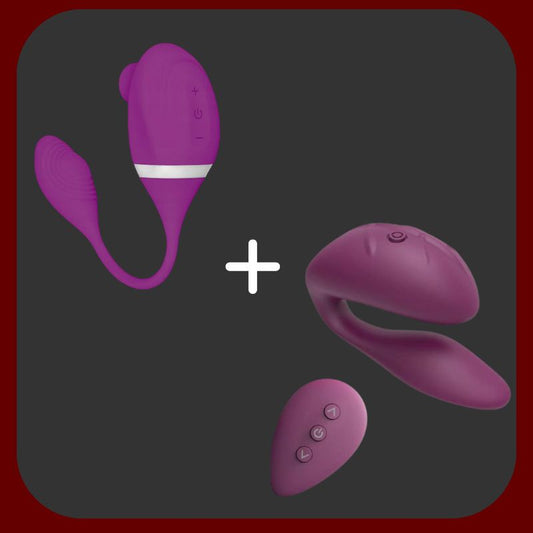 Erosiana Balíček Rozkoš pro dva – sada No.Eight masážér klitorisu s vibrujícím vajíčkem a Novak párový vibrátor pro stimulaci G-bodu, klitorisu a partnera, lékařský silikon, voděodolné, dobíjecí, s lubrikantem a dárkem zdarma.