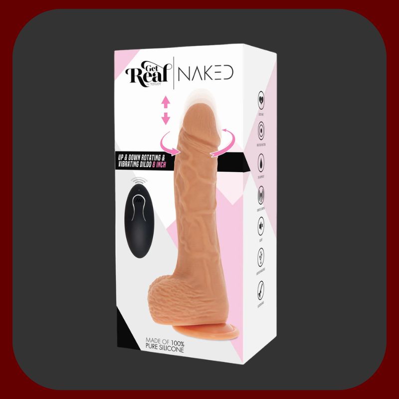 Erosiana Get Real Naked by TOYJOY 20 cm – realistické silikonové dildo s vibrací, přirážením a rotací, 8 vibračními a 8 pulzačními režimy, přísavkou pro hands-free použití a kompatibilitou se strap-on postroji