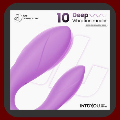 Erosiana Intoyou App Series – párový vibrátor s aplikací ActiveJoy®, dvěma tichými motory a 10 vibračními rychlostmi. Flexibilní ergonomický tvar z hyper hladkého silikonu, synchronizace vibrací s hudbou a videem, Touch Control, vzdálené ovládání přes aplikaci, voděodolný IPX6 a magnetické USB nabíjení.