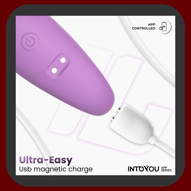 Erosiana Intoyou App Series – párový vibrátor s aplikací ActiveJoy®, dvěma tichými motory a 10 vibračními rychlostmi. Flexibilní ergonomický tvar z hyper hladkého silikonu, synchronizace vibrací s hudbou a videem, Touch Control, vzdálené ovládání přes aplikaci, voděodolný IPX6 a magnetické USB nabíjení.