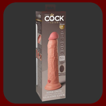 Erosiana King Cock Elite 9" – realistický Dual Density silikonový vibrátor 24,8 cm s 10 vibračními režimy, vodotěsný, s přísavkou a dálkovým ovladačem pro hands-free a intenzivní zážitek