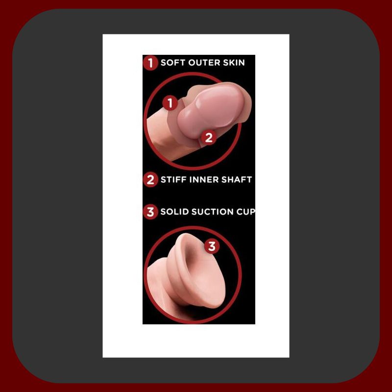 Erosiana King Cock Plus Triple Density – realistické dildo 21,5 cm z materiálu FantaFlesh s oscilujícími varlaty, pevnou erekcí a silnou přísavkou pro hands-free použití