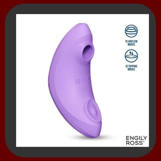 Erosiana Luna – duální stimulátor fialové barvy od ENGILY ROSS s ergonomickým tvarem, 10 sacími režimy a 10 pulsními režimy, dva samostatné motory pro flexibilní kombinaci funkcí, prémiový silikon bezpečný pro tělo, IPX7 vodotěsný a magnetické USB nabíjení.