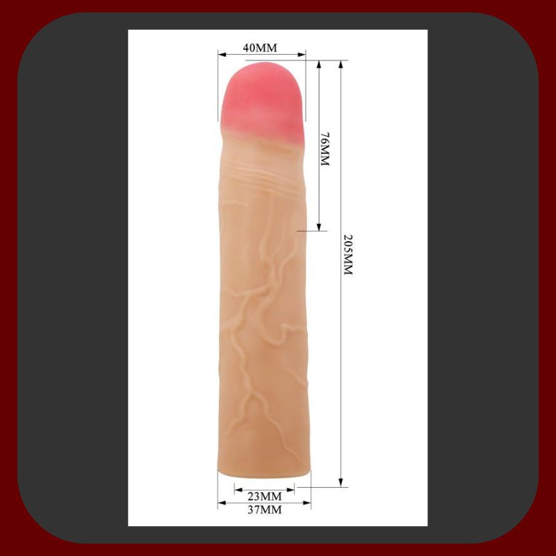 Erosiana navlek na penis – pružný a tělu bezpečný TPR materiál, realistická textura a jemné detaily pro intenzivní stimulaci partnera, délka 14 cm, průměr 3,5–4 cm, vhodný pro samostatné i párové použití, snadná údržba a použití s lubrikantem na vodní bázi.