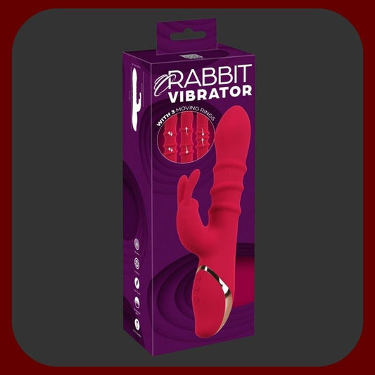 Erosiana Rabbit vibrátor s 3 pohyblivými masážními kroužky – silikonový vibrátor pro současnou stimulaci vagíny a klitorisu, s vibračními režimy, masážními kroužky, vodotěsný a dobíjecí.