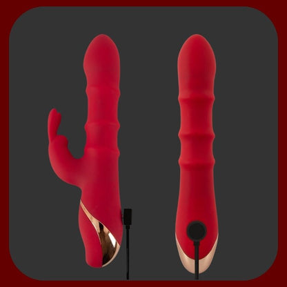 Erosiana Rabbit vibrátor s 3 pohyblivými masážními kroužky – silikonový vibrátor pro současnou stimulaci vagíny a klitorisu, s vibračními režimy, masážními kroužky, vodotěsný a dobíjecí.