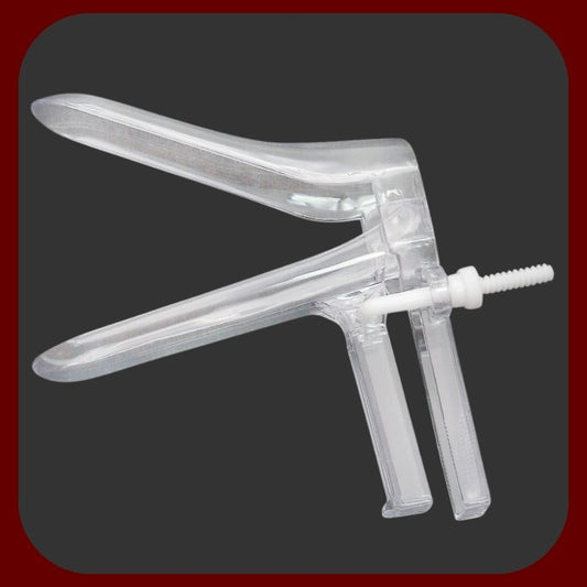 Erosiana Vaginální rozšiřovač (spekulum) – transparentní nástroj z hladkého ABS plastu s nastavitelným rozevřením čepelí a zajišťovacím zámkem pro bezpečnou a kontrolovanou manipulaci.