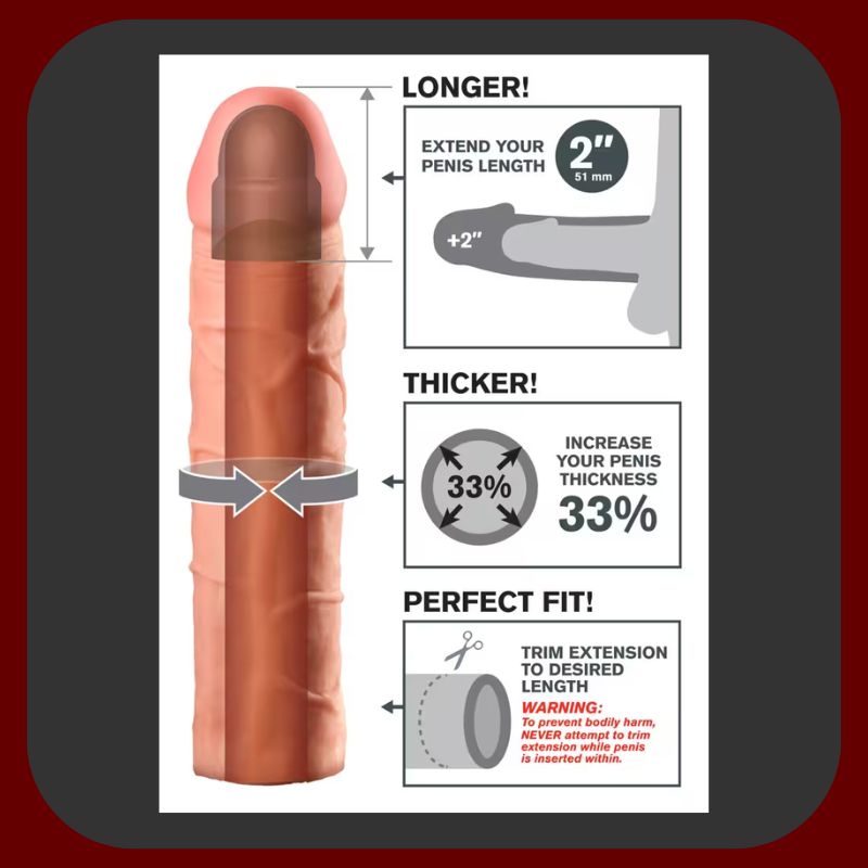 Realistický tělový návlek FantaFlesh Boost+ prodlužující penis o 5 cm s žilkovaným povrchem