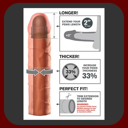 Realistický tělový návlek FantaFlesh Boost+ prodlužující penis o 5 cm s žilkovaným povrchem