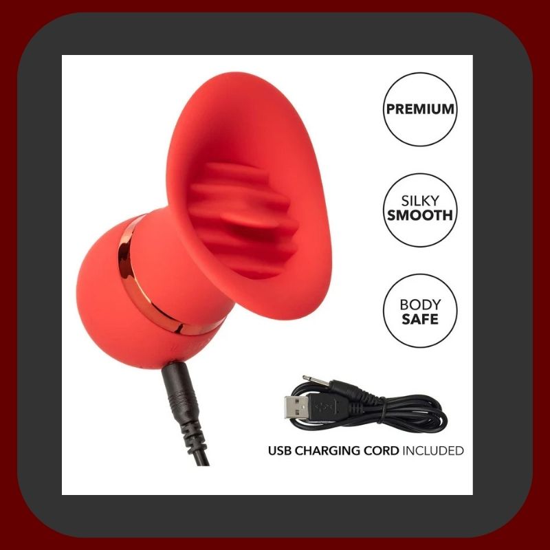 Oranžový stimulátor vagíny a klitorisu ve tvaru jazyka s 12 vibračními režimy, ergonomický a voděodolný, ideální pro intenzivní ženskou stimulaci.