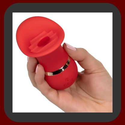 Oranžový stimulátor vagíny a klitorisu ve tvaru jazyka s 12 vibračními režimy, ergonomický a voděodolný, ideální pro intenzivní ženskou stimulaci.