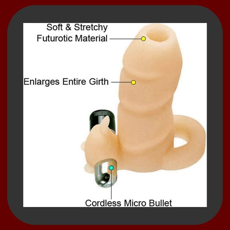 Elastický tělový návlek na penis Future 4 Way s vibrační stimulací klitorisu a kroužkem na varlata.