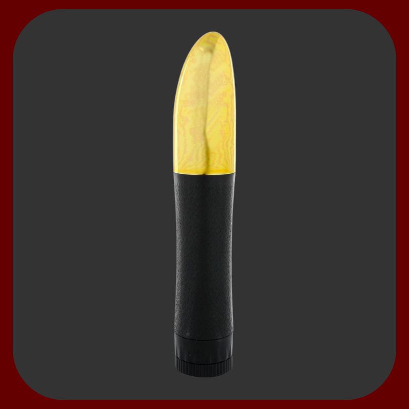 Vícerychlostní vibrátor Golden Vibe v černé a zlaté barvě, 20 x 3,5 cm, klasický tvar, elegantní design a silné vibrace.