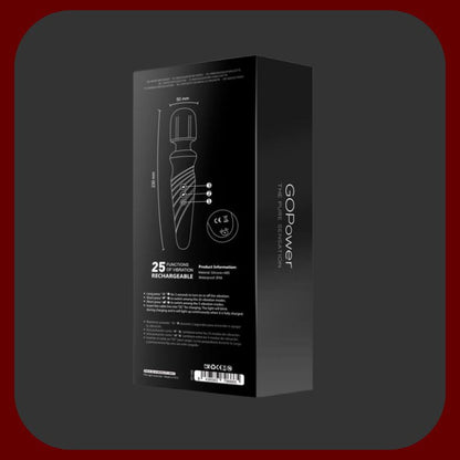 GOPower Noah Wand Massager – černá silikonová masážní hlavice s 25 vibračními funkcemi, flexibilním krkem, USB dobíjením a vodotěsností IPX6 pro intimní stimulaci a relaxaci