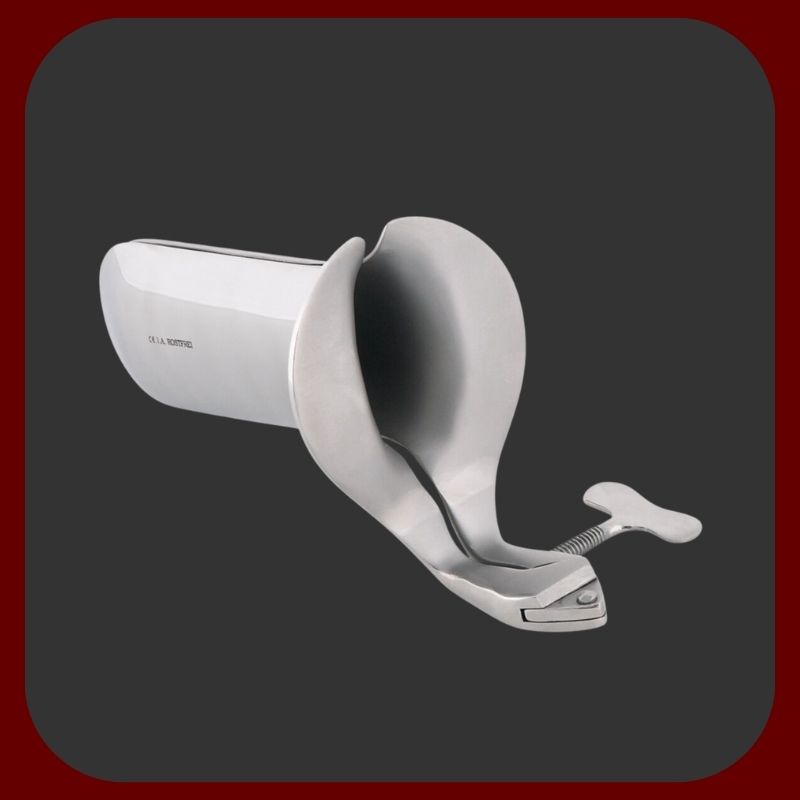 Gynekologický roztahovač z leštěné nerezové oceli s bočním šroubem, luxusní provedení, rozevření až 10 cm, délka 10,5 cm – EROSIANA