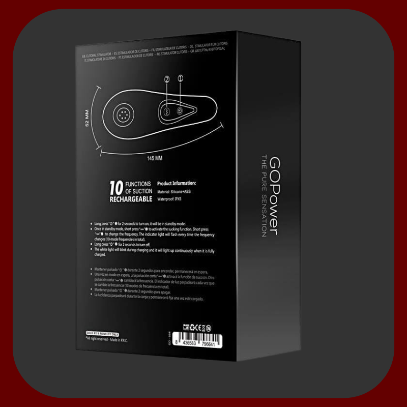 Elegantní černý silikonový stimulátor klitorisu Hanna s funkcí sání a 10 režimy intenzivní stimulace.