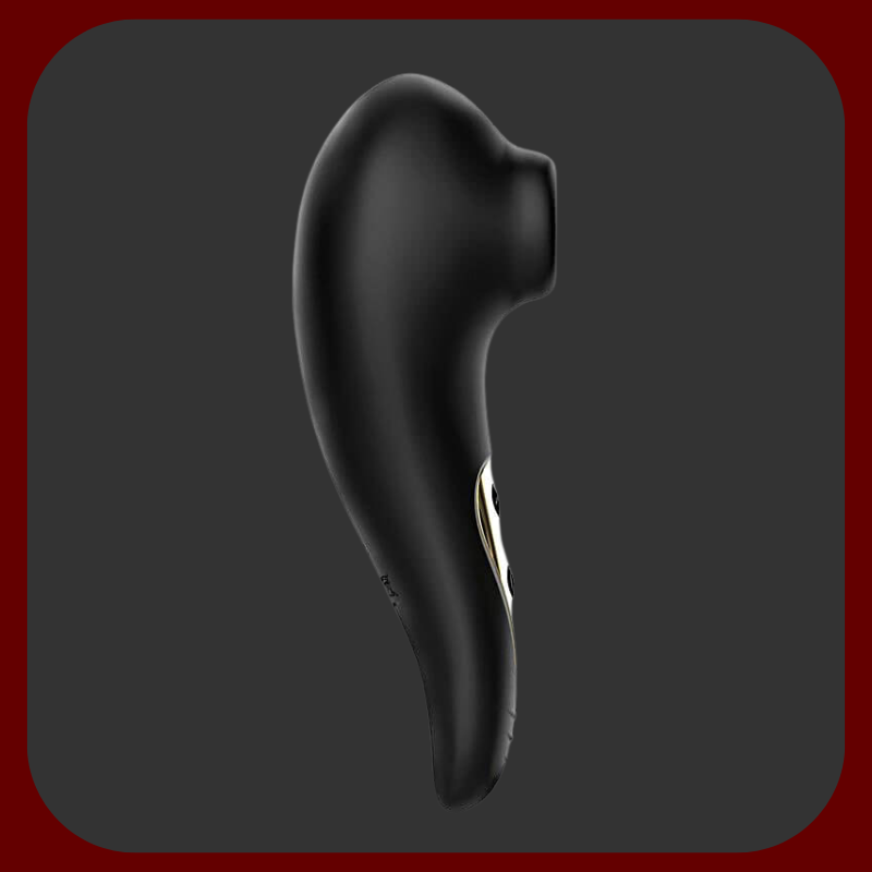 Elegantní černý silikonový stimulátor klitorisu Hanna s funkcí sání a 10 režimy intenzivní stimulace.