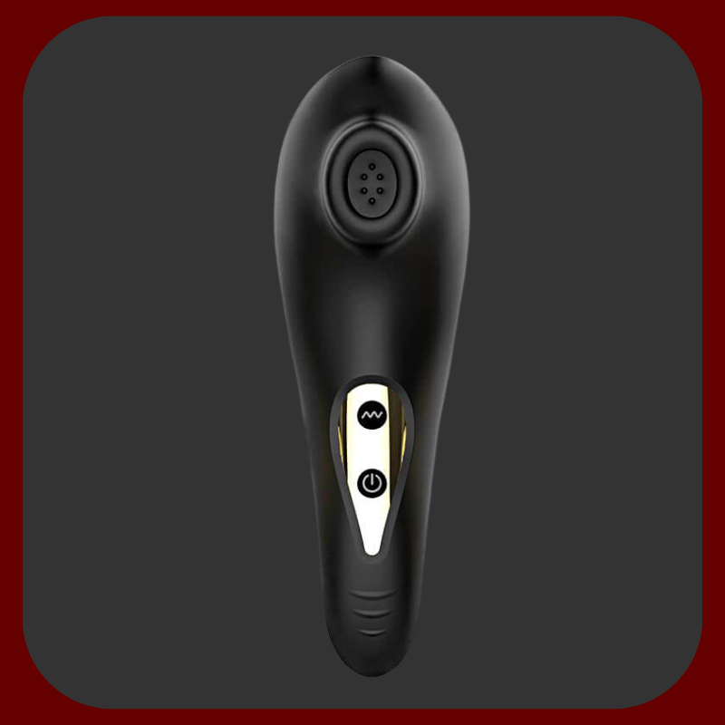 Elegantní černý silikonový stimulátor klitorisu Hanna s funkcí sání a 10 režimy intenzivní stimulace.