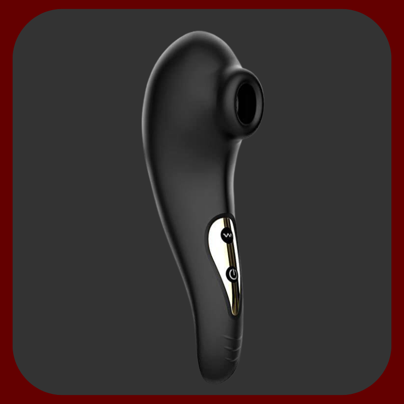 Elegantní černý silikonový stimulátor klitorisu Hanna s funkcí sání a 10 režimy intenzivní stimulace.