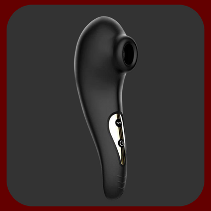 Elegantní černý silikonový stimulátor klitorisu Hanna s funkcí sání a 10 režimy intenzivní stimulace.