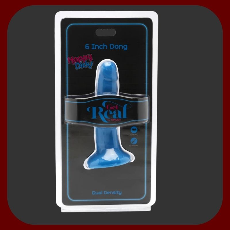 Realistické měkké modré dildo Happy s přísavkou, délka 15 cm, průměr 3 cm.