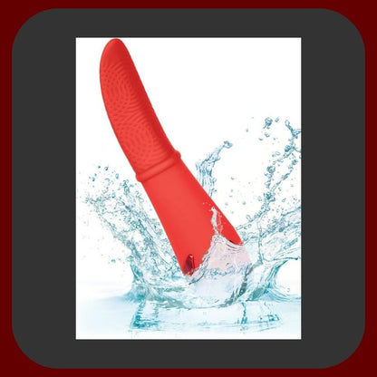 Červený jazykový vibrátor Laguna Beach Lover z měkkého silikonu s USB dobíjením a 10 režimy vibrací.