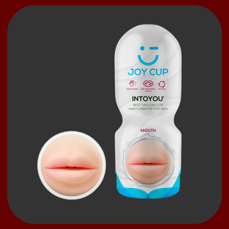 Ultra realistický mužský masturbátor ve tvaru úst, vyrobený z měkkého TPE materiálu v tělové barvě, ideální pro jakoukoli velikost penisu, s pevným a diskrétním pouzdrem pro snadné uložení.