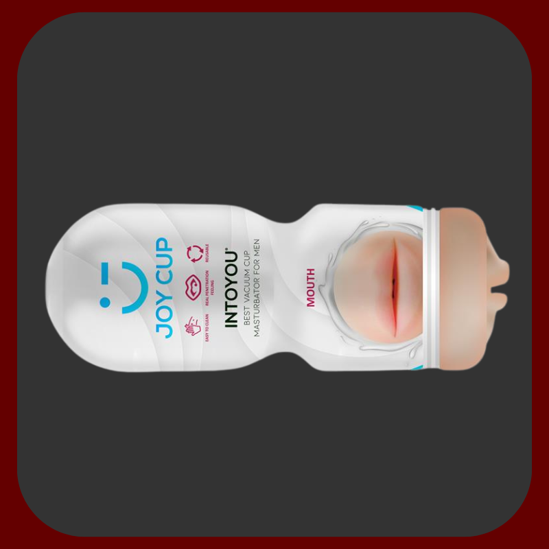 Ultra realistický mužský masturbátor ve tvaru úst, vyrobený z měkkého TPE materiálu v tělové barvě, ideální pro jakoukoli velikost penisu, s pevným a diskrétním pouzdrem pro snadné uložení.