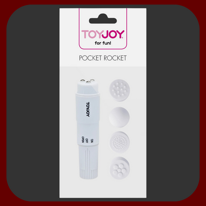 Kapesní vibrátor na klitoris (10,5 x 2,5 cm) se 4 výměnnými hlavicemi, bílá barva, silné vibrace, diskrétní velikost, ideální na cestu a předehru, výrobce TOYJOY.