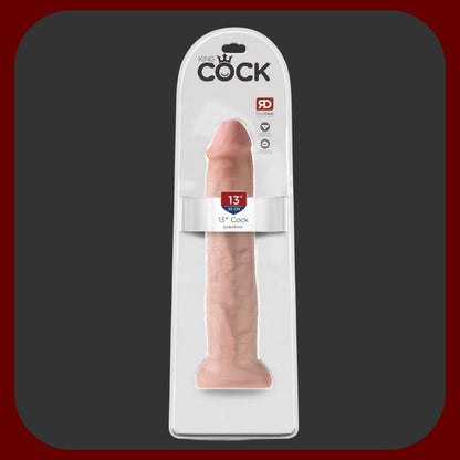 KING COCK 13 ultra realistické dildo tělové barvy, 33 cm dlouhé s realistickým tvarem a silnou přísavkou pro hands-free použití.