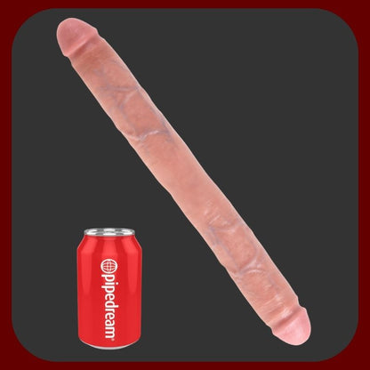 KING COCK 16 – dvojité realistické tělové dildo 44 × 5 cm, měkké a flexibilní, vhodné pro lesbické páry a fistingové praktiky.
