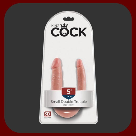 Realistické zakřivené dvojité dildo KING COCK s vaginální a anální částí, tělová barva, délka 30 cm