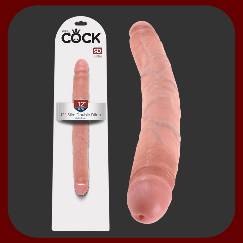 KING COCK 12 ultra realistické dvojité dildo 32 x 4 cm, pružné a flexibilní pro simultánní vaginální a anální stimulaci, ideální pro lesbické páry i sólo potěšení.