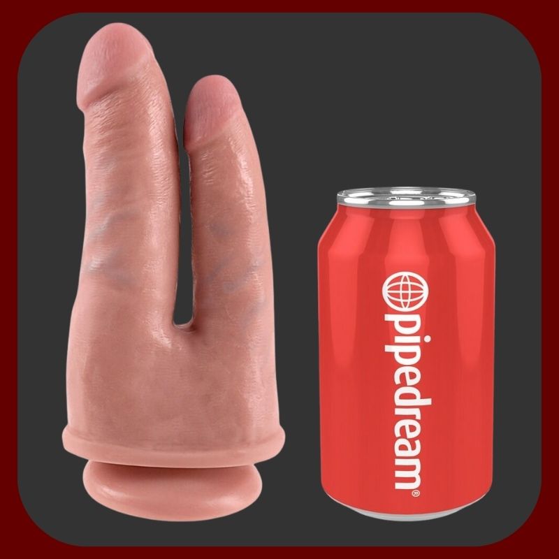 Dvojité dildo KING COCK s vaginální a anální částí, realistické tělové s přísavkou a kompatibilitou se Strap-On