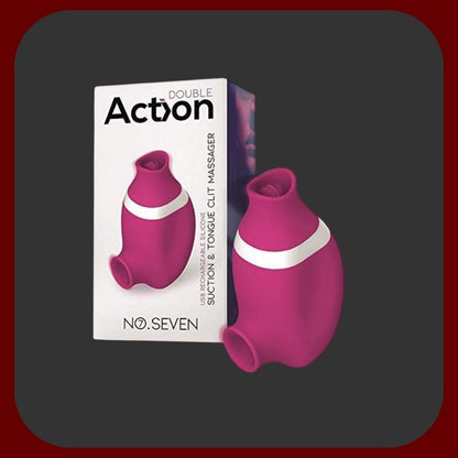 Růžový silikonový klitorální stimulátor 2v1 se sáním a lízáním, 7 režimů sací intenzity a 7 rychlostí lízacího kola, voděodolný a dobíjecí přes USB – EROSIANA