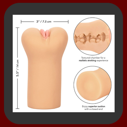 Letuška masturbátor ve tvaru vagíny vyrobený z kvalitního TPE silikonu pro realistický zážitek a stimulaci.
