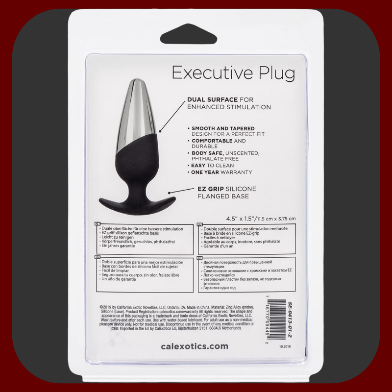 Luxusní anální kolík z kovu a černého silikonu, 12,5 cm dlouhý, ideální pro dlouhodobé nošení.