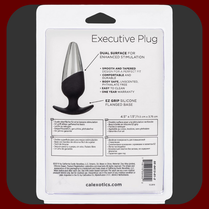 Luxusní anální kolík z kovu a černého silikonu, 12,5 cm dlouhý, ideální pro dlouhodobé nošení.