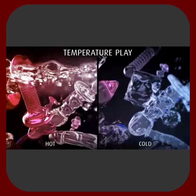 Elegantní průhledné skleněné dildo s modrými stimulačními reliéfy a zúženou špičkou, délka 18 cm, ideální pro netradiční erotické zážitky.