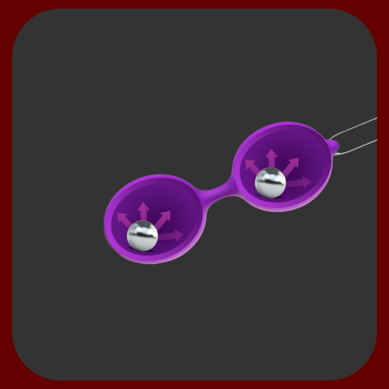 Fialové oscilující vaginální kuličky Misha z čistého silikonu o rozměrech 10 x 3,5 cm, ideální pro trénink pánevního dna a diskrétní stimulaci.