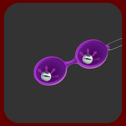 Fialové oscilující vaginální kuličky Misha z čistého silikonu o rozměrech 10 x 3,5 cm, ideální pro trénink pánevního dna a diskrétní stimulaci.