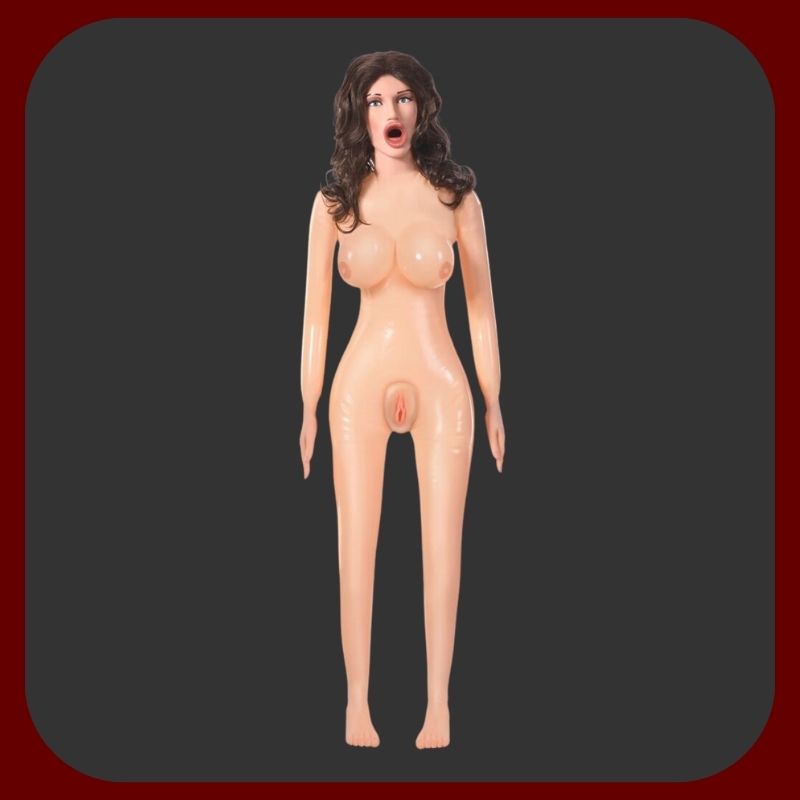 Luxusní nafukovací panenka BETTY s realistickými ústy, vagínou, análem a skutečnými vlasy v černé barvě