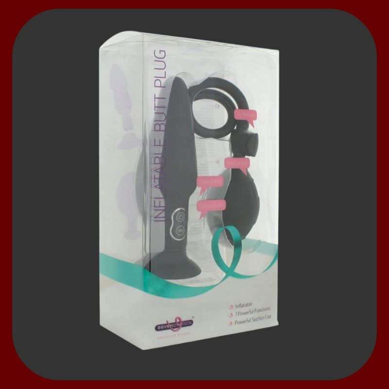 Nafukovací vibrační anální kolík 17 cm z černého silikonu s dálkovým ovládáním a 7 vibračními režimy – EROSIANA