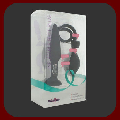 Nafukovací vibrační anální kolík 17 cm z černého silikonu s dálkovým ovládáním a 7 vibračními režimy – EROSIANA