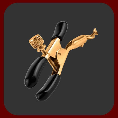 Luxusní nastavitelné zlaté svorky na bradavky s kovovými řetízky pro BDSM hry