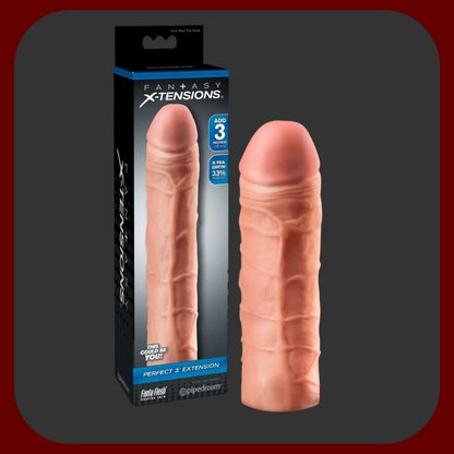 Luxusní tělový návlek na penis z materiálu FantaFlesh prodlužující délku o 7,5 cm s realistickým žilkováním a pružným povrchem